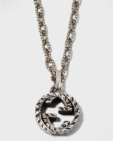 fake gucci men's sterling silver interlocking g pendant necklace|gucci boule chain silver necklace.